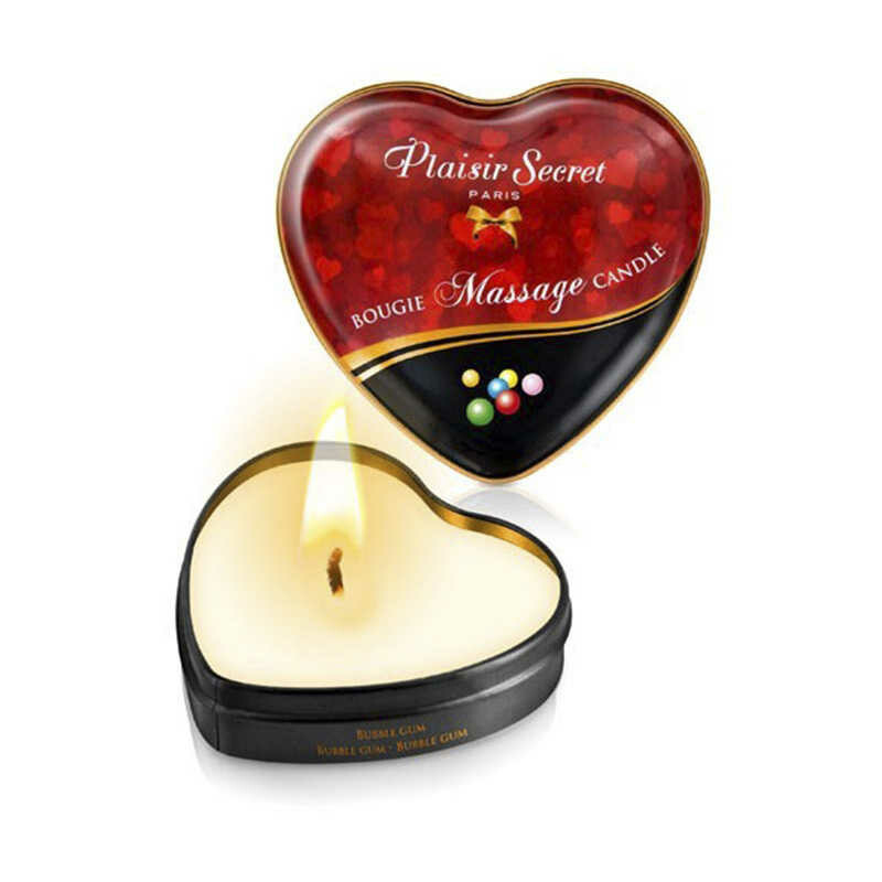 Масажна Свічка сердечко Plaisirs Secrets Bubble Gum 35 мл