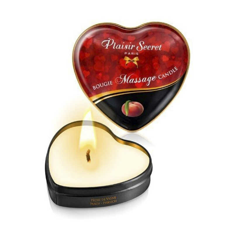 Масажна Свічка сердечко Plaisirs Secrets Peach, 35 мл