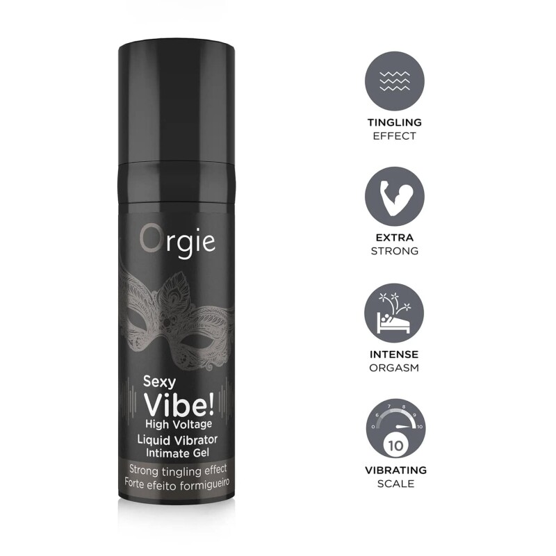 Рідкий вібратор для інтимних зон Orgie Sexy Vibe! High Voltage сильна стимуляція, 15 мл - Изображение 2