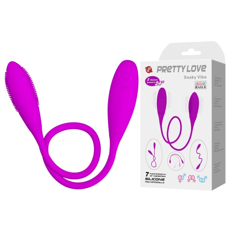 Подвійне віброяйце Pretty Love Snaky Vibe гнучке, фіолетове, 60 х 3.2 см