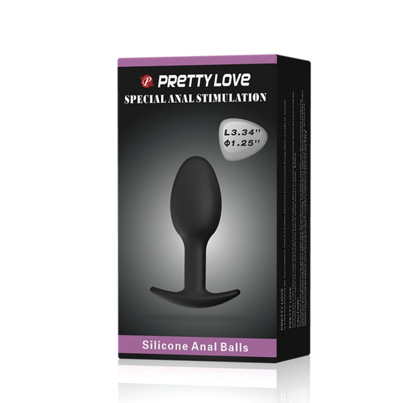 Анальна пробка Pretty Love Heavy Balls силіконова, чорна, 8.4 х 3.2 см - Зображення 7