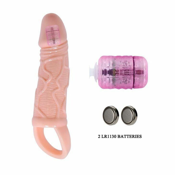 Насадка на пеніс-Men Extension Vibrating Penis Sleeve 13,5 x 3,5 cm - Зображення 1
