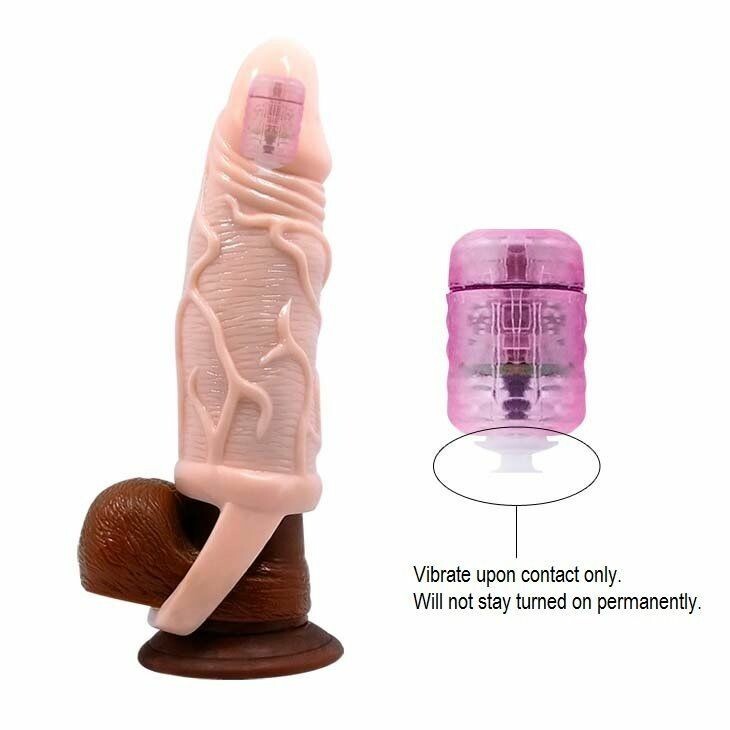 Насадка на пеніс-Men Extension Vibrating Penis Sleeve 13,5 x 3,5 cm - Зображення 2