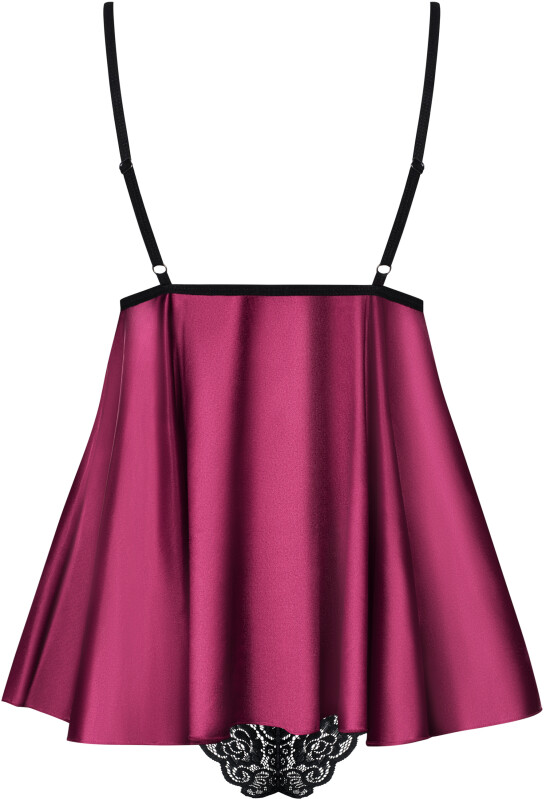 Сексуальна атласна бордова сорочка Babydoll S/M - Зображення 9