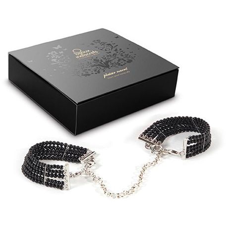 Браслети-наручники Bijoux Indiscrets з перлами, чорні - Зображення 4