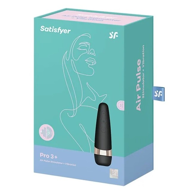 Вакуумний стимулятор Satisfyer Pro 3+ з вібрацією, чорний, 14.5 х 4.8 см - Зображення 1