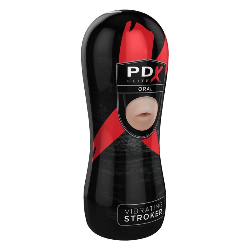 Мастурбатор-рот Pipedream PDX Elite з вібрацією, кібершкіра, чорний, 17.5 х 7.4 см - Изображение 2