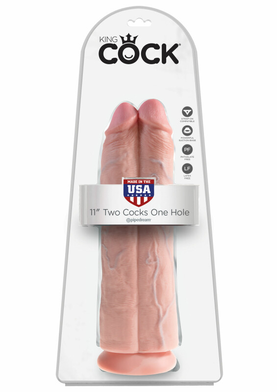 Подвійний фалоімітатор беж King Cock 11 Two Cocks One Hole - Зображення 1