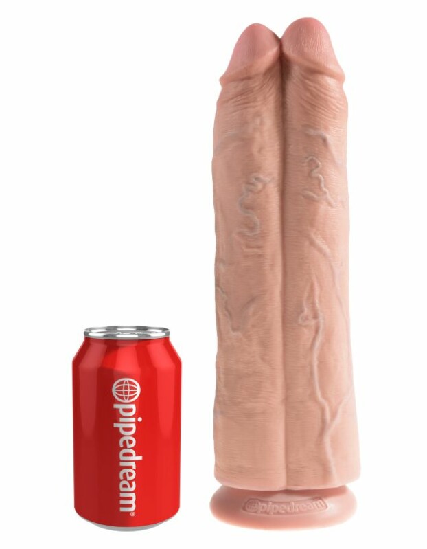 Подвійний фалоімітатор беж King Cock 11 Two Cocks One Hole - Зображення 2