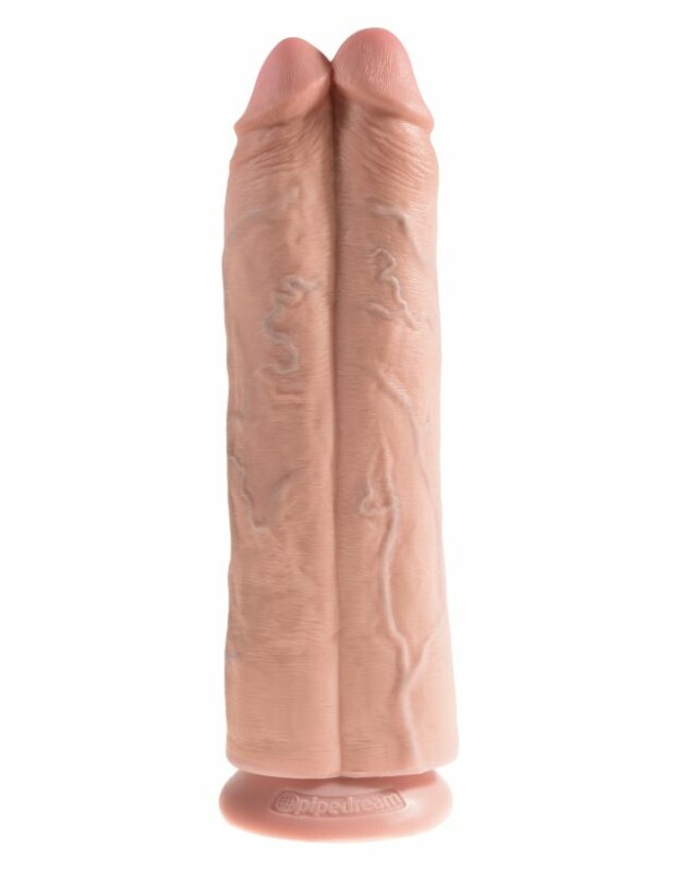 Подвійний фалоімітатор беж King Cock 11 Two Cocks One Hole