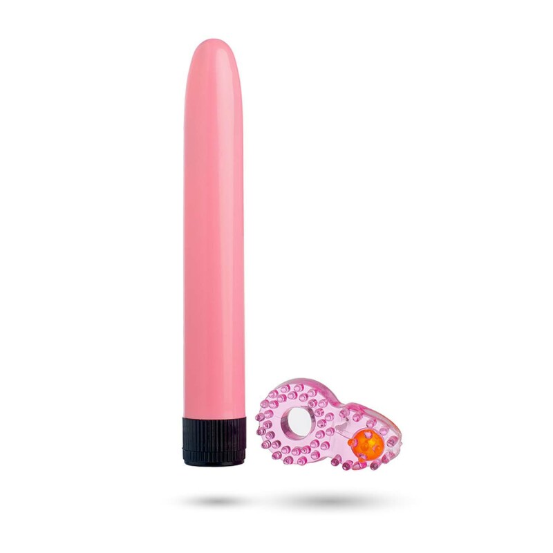 Вібратор класичний з ерекційним кільцем Sex Toys рожевий