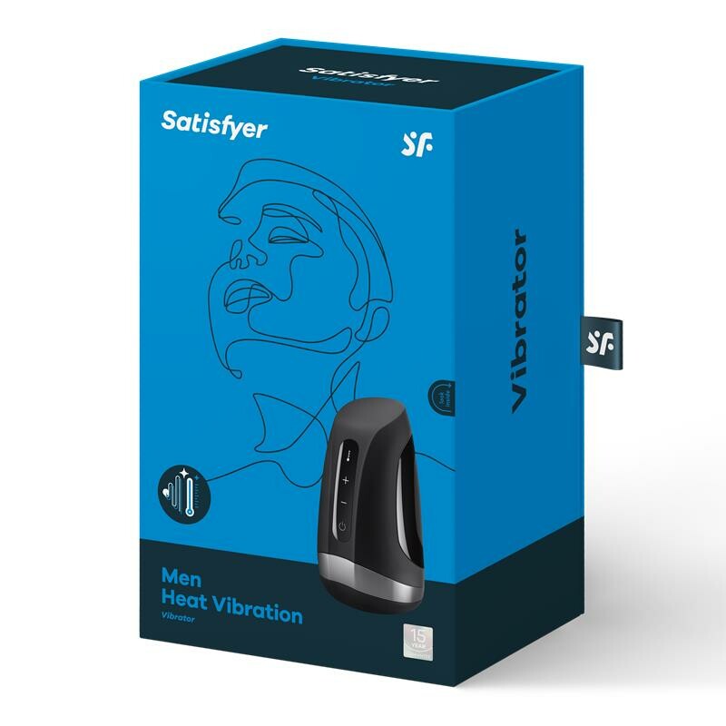 Мастурбатор хай-тек в колбі Satisfyer з вібрацією та підігрівом, чорний, 8.2 х 7.8 см - Изображение 1