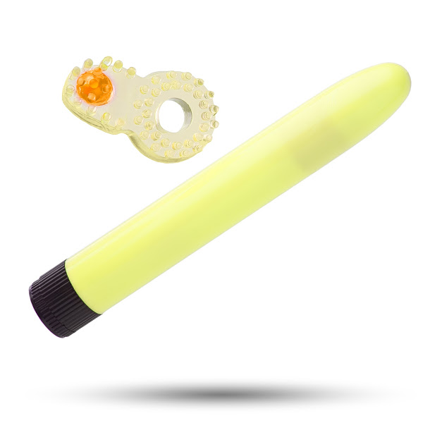 Вібратор класичний з ерекційним кільцем Sex Toys жовтий - Изображение 1