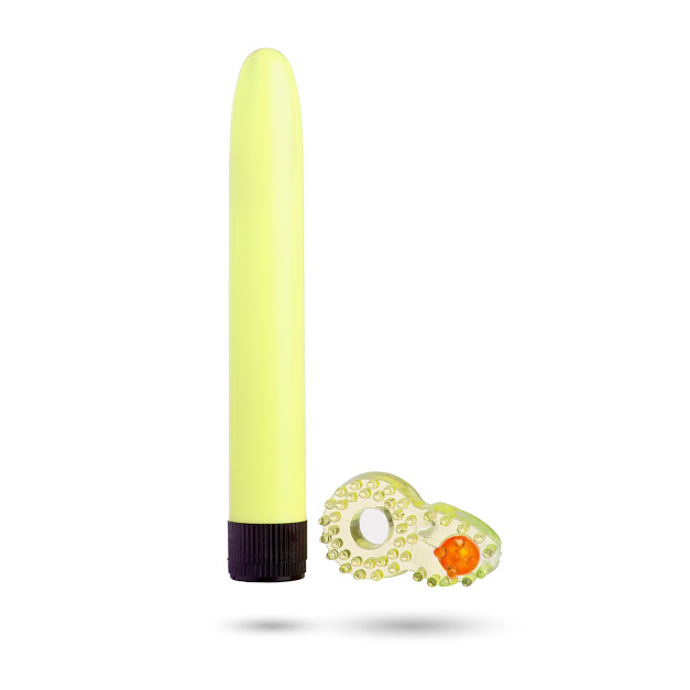 Вібратор класичний з ерекційним кільцем Sex Toys жовтий