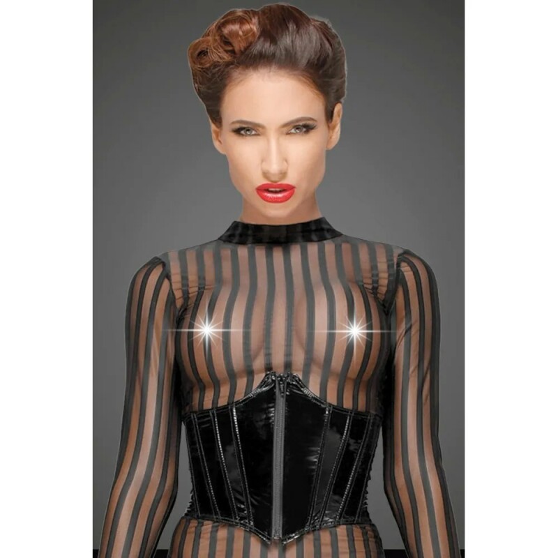 Напівпрозоре плаття Noir Handmade, чорне в смужку, розмір XXL - Изображение 7