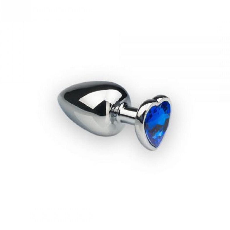 Анальна пробка з каменем у формі серця Silver L Dark Blue - Зображення 1