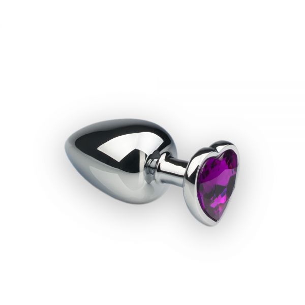 Анальна пробка з каменем у формі серця Silver s Dark Violet - Зображення 1