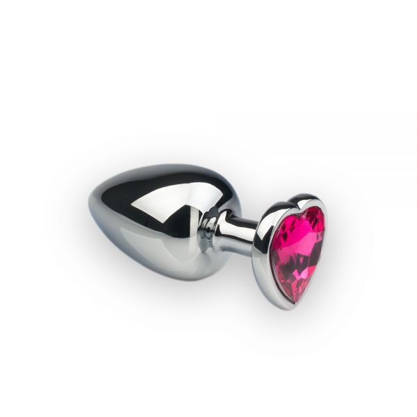 Анальна пробка, S, з каменем у формі серця Silver s Pink