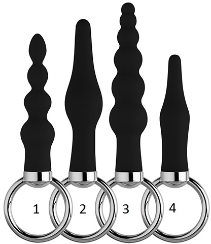 Анальні пробки BACK UP KIT Butt PLUG BLACK 4 шт (ціна за 1 штуку) - Зображення 1