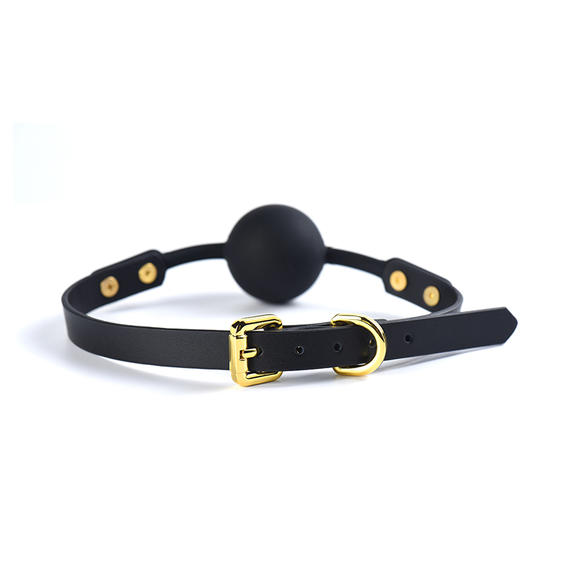 Кляп з силікону та італійської шкіри Solid Ball Gag UPKO - Зображення 2