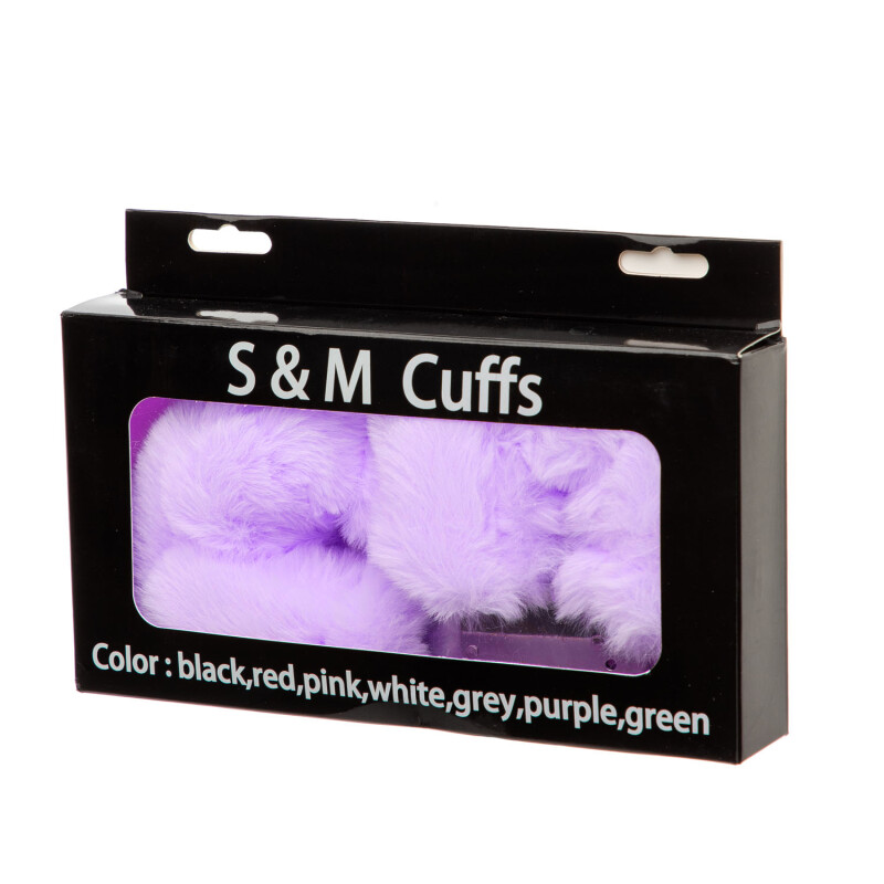 Металеві наручники з м'яким хутром S&amp;M CuffS, фіолетові NO TABOO - Изображение 1