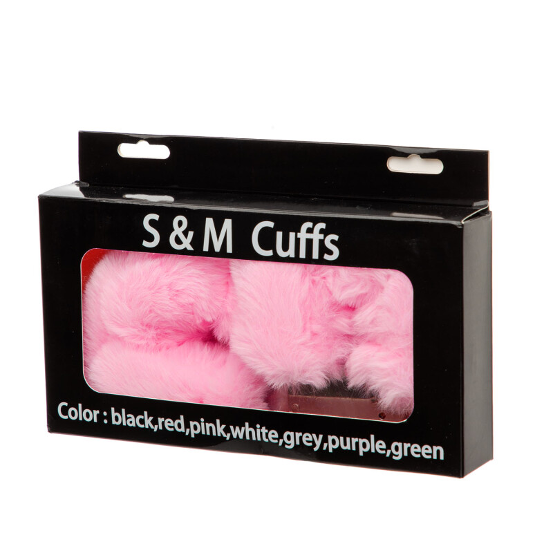Металеві наручники з м'яким хутром S&amp;M CuffS, яскраво-рожеві NO TABOO - Зображення 1