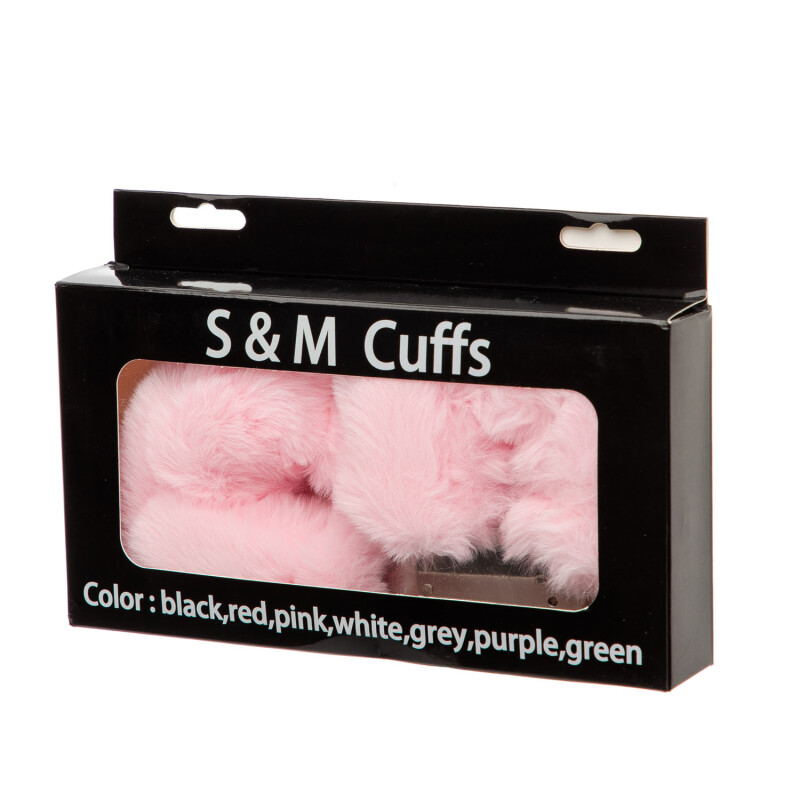 Металеві наручники з м'яким хутром S&amp;M cuffs червоні NO TABOO
