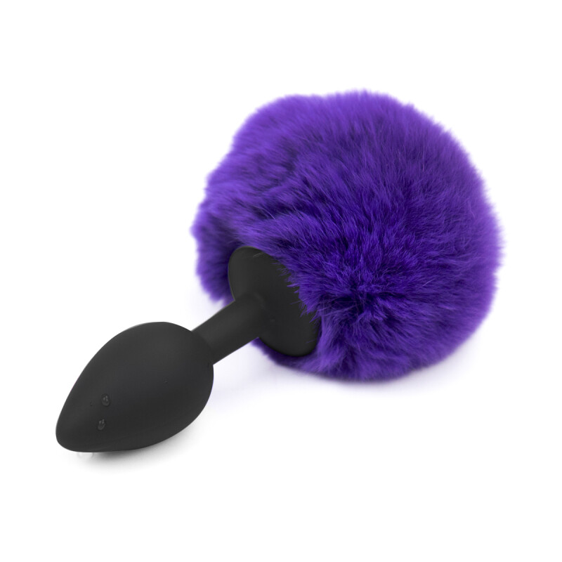 Анальна силіконова пробка з хвостом зайчика purple S - Зображення 2