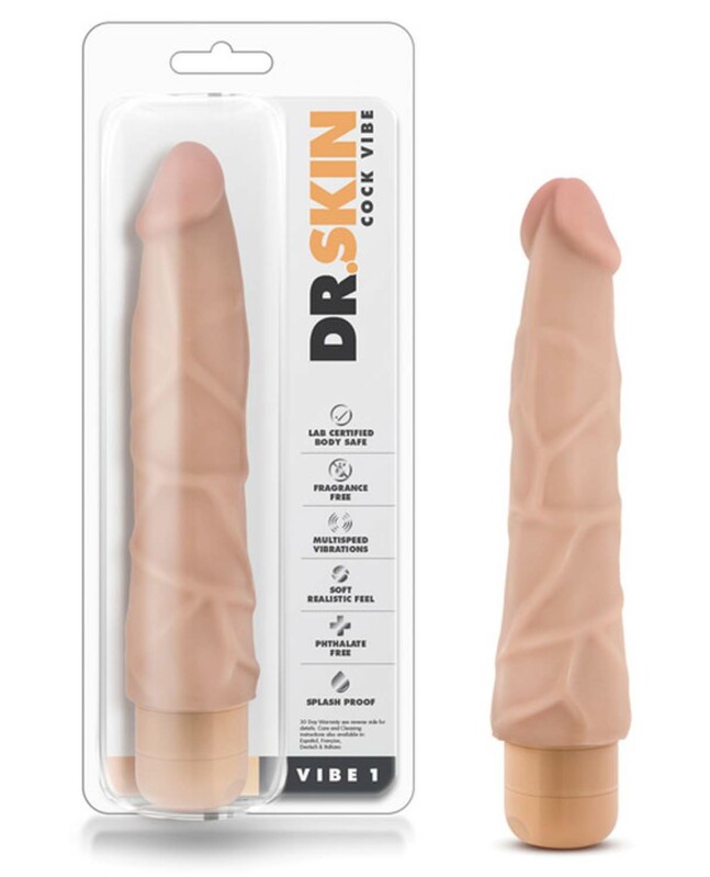Вібратор реалістичний Dr. Skin, мультіскоростной, бежевий, 22.8 х 5 см
