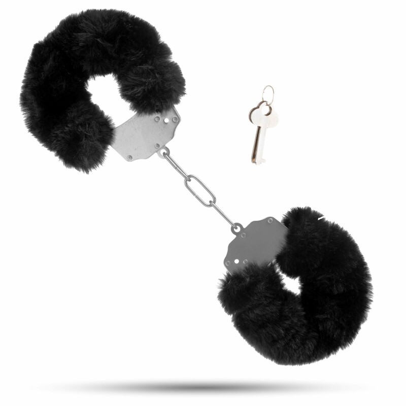 Металеві наручники з м'яким хутром S&amp;M CuffS, чорні NO TABOO
