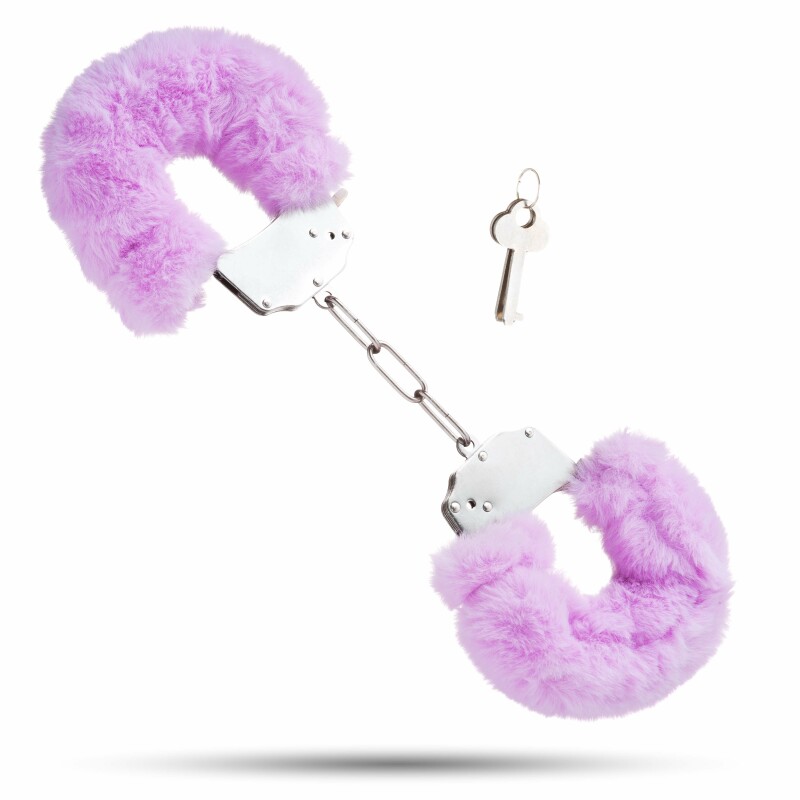 Металеві наручники з м'яким хутром S&amp;M CuffS, фіолетові NO TABOO