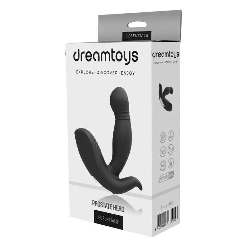 Вібромасажер простати Dream Toys Essentials Hero рельєфний, чорний, 12 х 2.9 см - Зображення 1