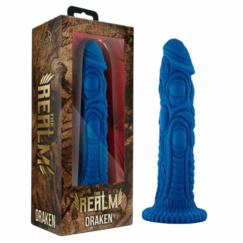 Насадка для страпона Blush Realm Draken рельєфна, синя 19.9 х 5 см