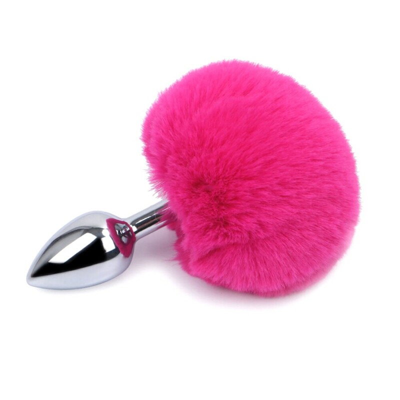 Металева анальна пробка з хвостиком зайчика pink S - Зображення 2