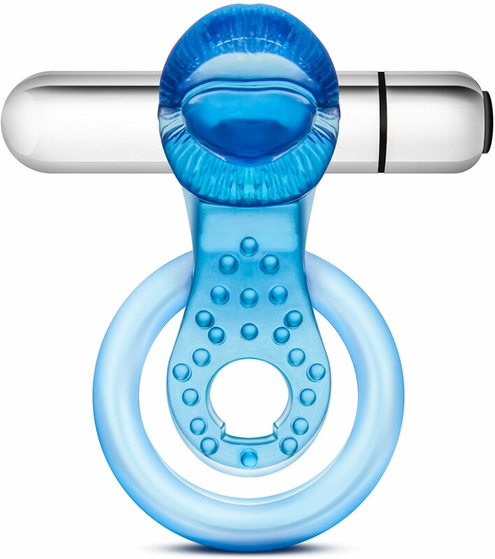 Ерекційне кільце з вібро STAY HARD VIBRATING TONGUE RING BLUE