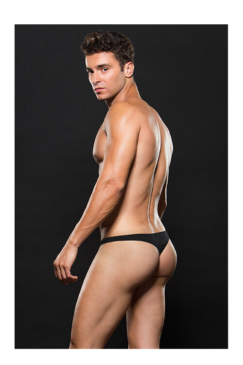 Еротичні чоловічі стрінги з блискавкою спереду MICROFIBER lowrise ZIP thong BLACK, M / L - Зображення 1