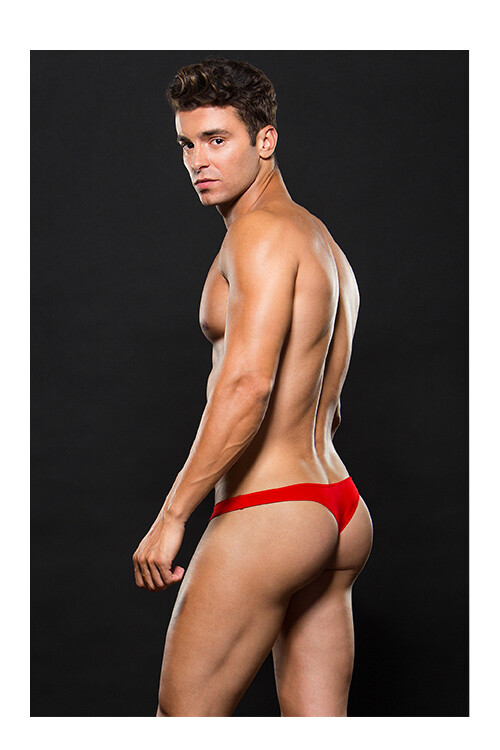 Чоловічі стрінги з блискавкою спереду MICROFIBER LOWRISE ZIP THONG RED, (One size) - Зображення 1