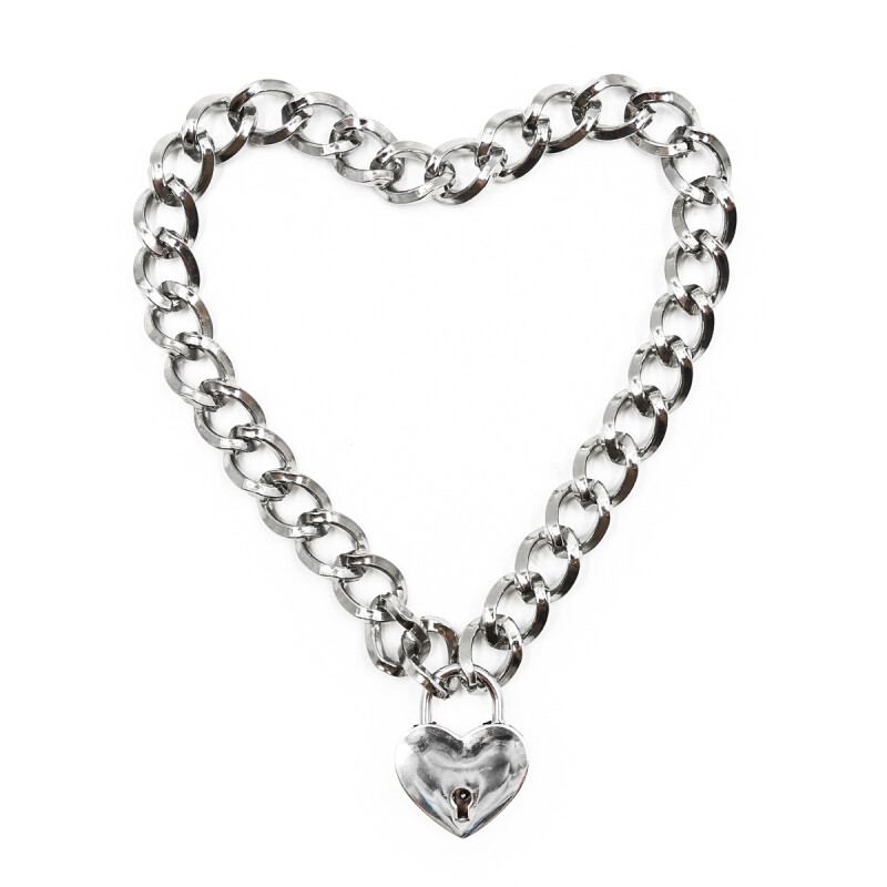 Нашийник з ланцюга IDEA SM із замком у вигляді серця, сріблястий, 41.5 см