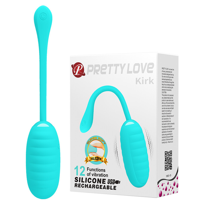 Віброяйце Pretty Love Kirk силіконове, блакитне, 19.7 х 3.5 см