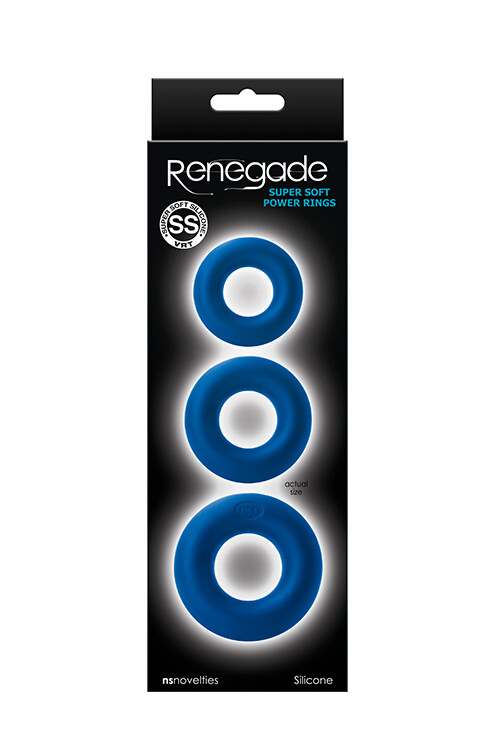 Набір ерекційних кілець 3шт RENEGADE SUPER SOFT POWER RINGS BLUE - Изображение 1