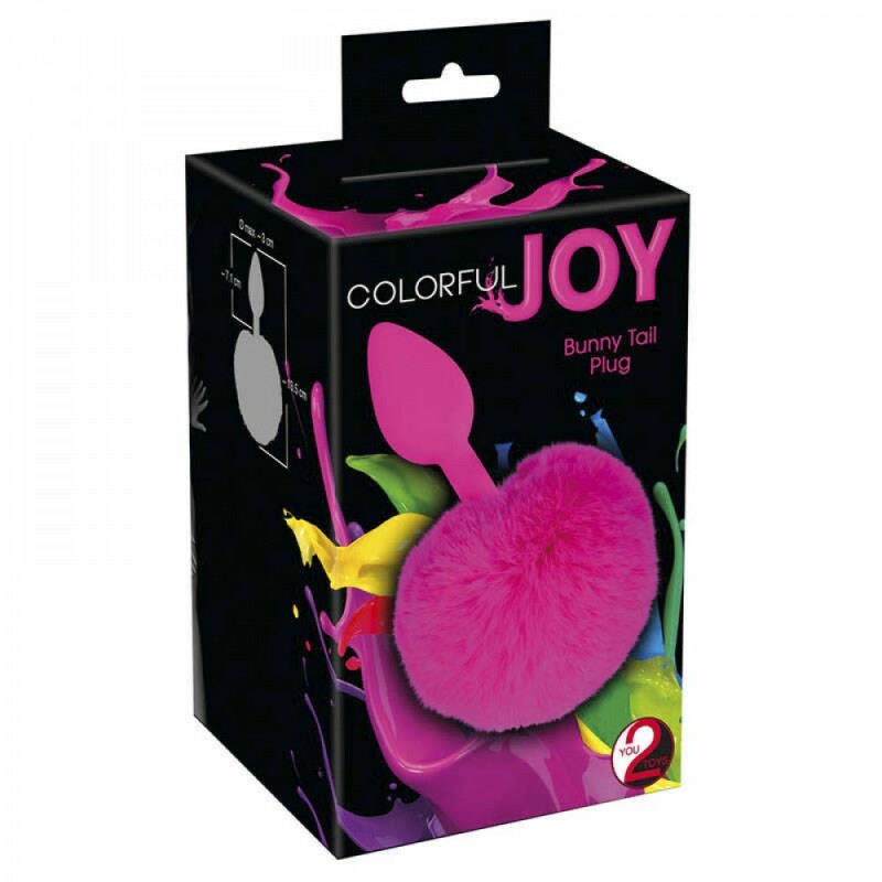 Анальна пробка силікон із хвостиком Colorful Joy Bunny Tail Plug, 13.5 см х 3 см - Зображення 2