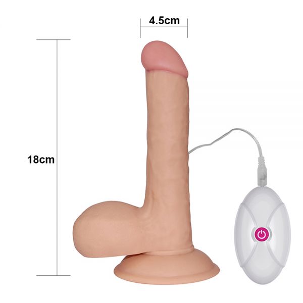 Вібратор реалістичний на присосці та з пультом Lovetoy бежевий, 18 см х 3.7 см - Изображение 5