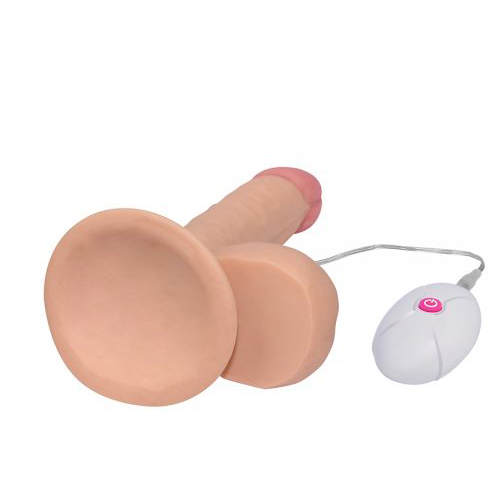Вібратор реалістичний на присосці та з пультом Lovetoy бежевий, 18 см х 3.7 см - Изображение 2