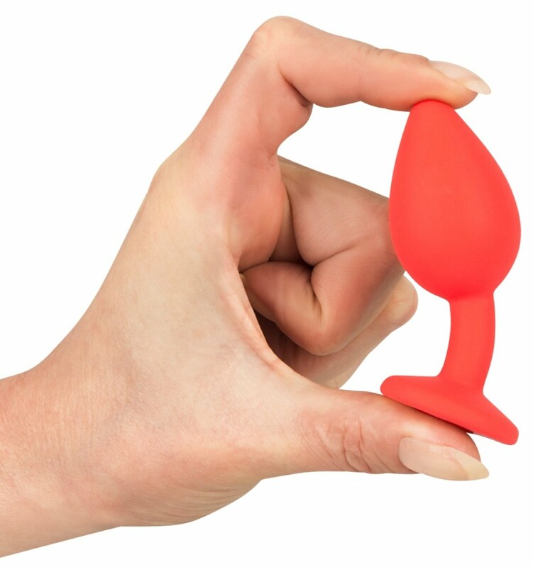 Анальна силіконова пробка червоного кольору з каменем Red Silicone S - Зображення 2