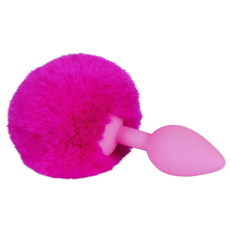 Анальна пробка силікон із хвостиком Colorful Joy Bunny Tail Plug, 13.5 см х 3 см - Зображення 4