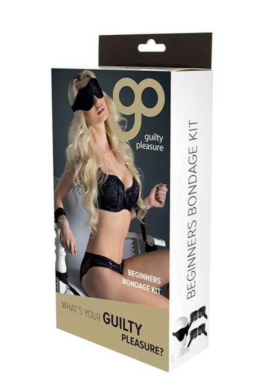 Бондажний набір Guilty Pleasure, поножі, наручники, маска, чорний - Зображення 2