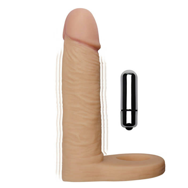 Насадка с вибрацией для двойного проникновения The Ultra Soft Double Sleeve 5,8 Vibro Flesh - Зображення 1