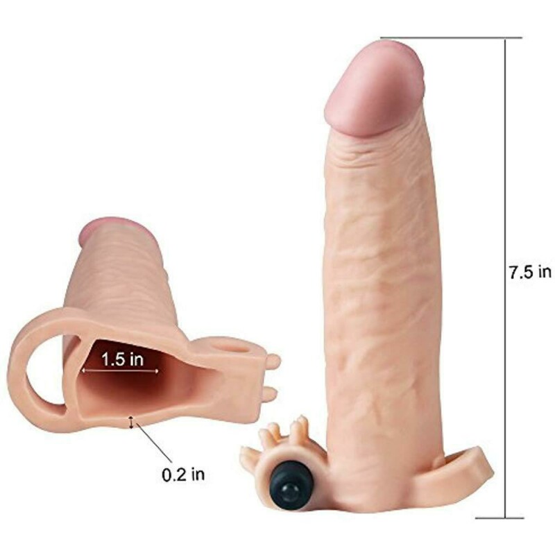 Удлиняющая насадка на пенис Pleasure Extender Sleeve Vibro Flesh - Изображение 6