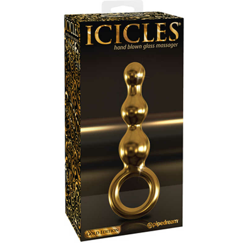Золота анальна пробка-ялинка зі скла Icicles - Зображення 2