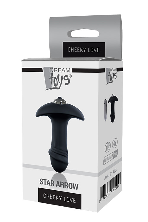 Анальна пробка з вібрацією рельєфна Dream Toys Star Arrow, чорна, 10 х 3 см - Зображення 1